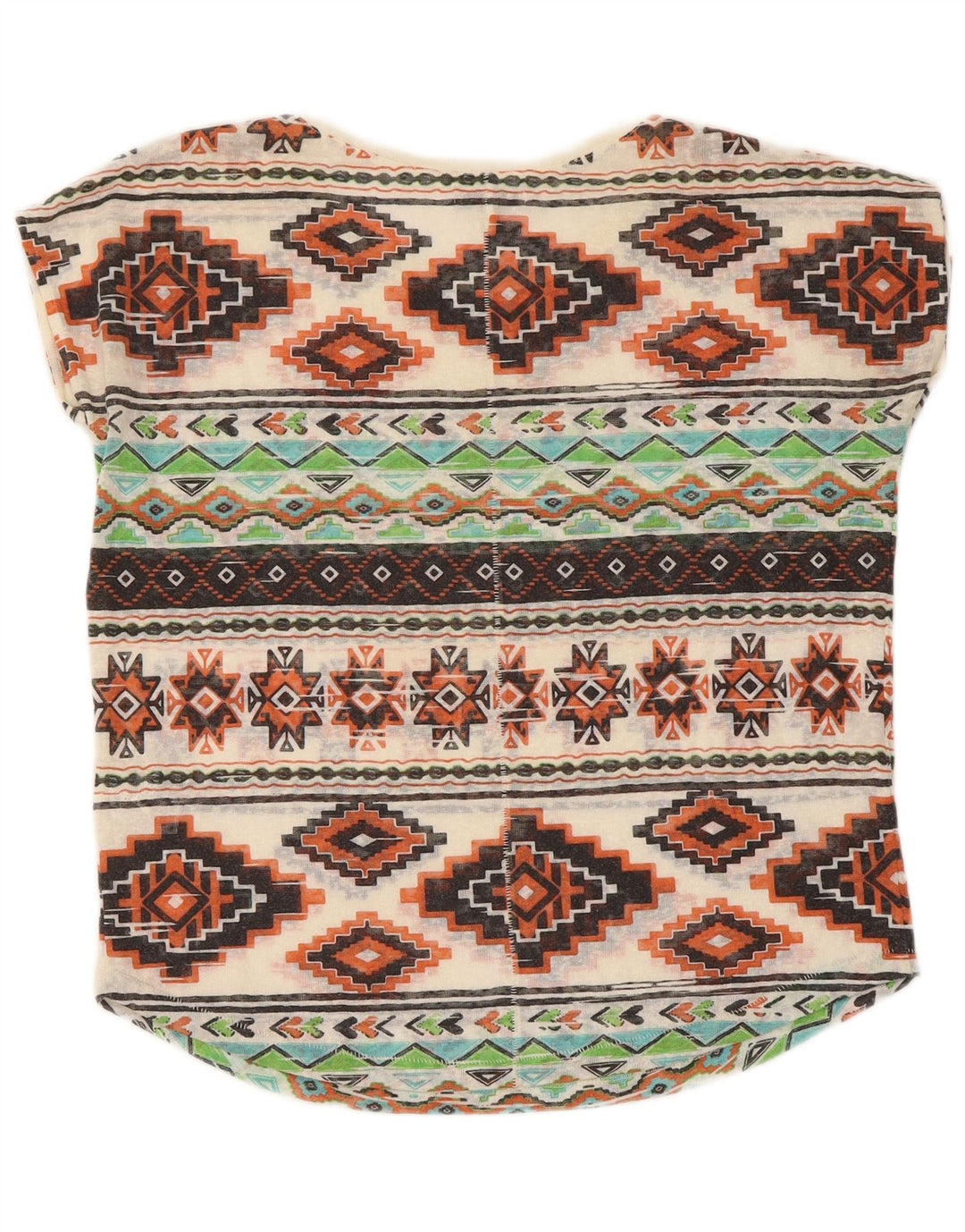 Zara Mujer Camiseta Top UK 44 Mediano Poliéster Geométrico Multicolor