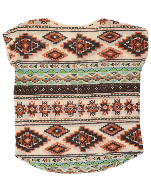 Zara Mujer Camiseta Top UK 44 Mediano Poliéster Geométrico Multicolor