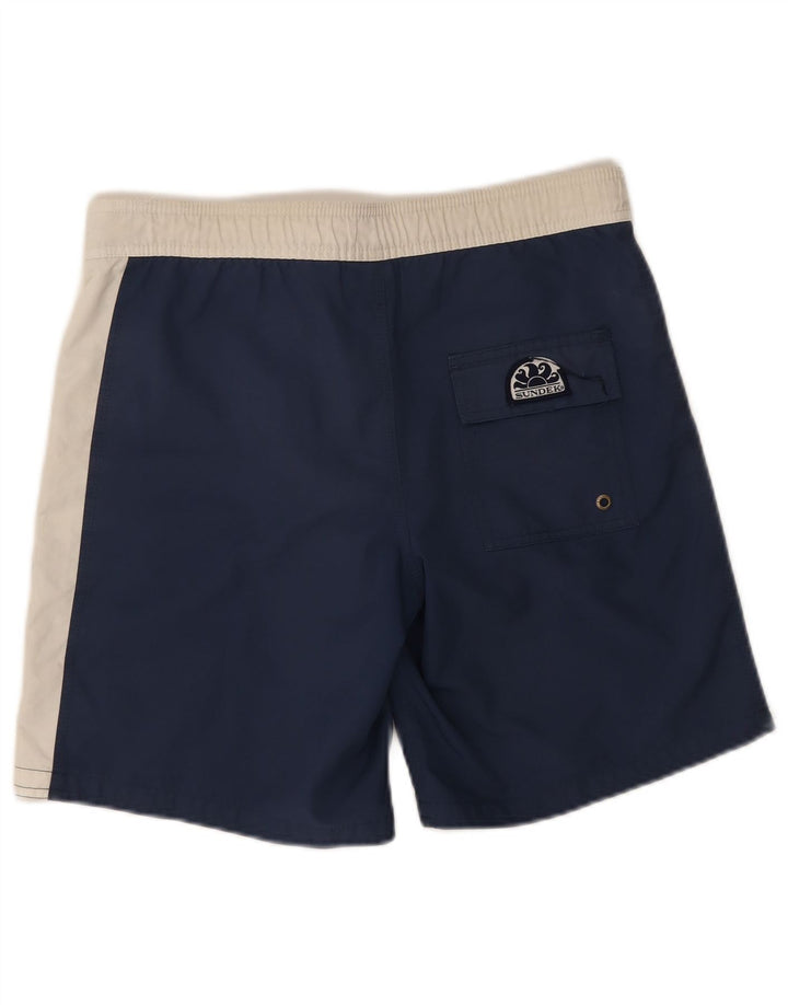 Sundek Bañador con estampado gráfico para hombre, talla pequeña, poliéster color block en azul marino