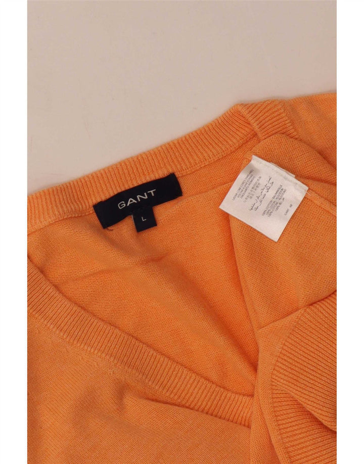 Gant Jersey con cuello en V para hombre, talla grande, algodón naranja