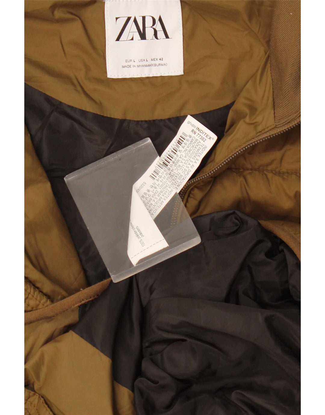Zara Mens Chaleco Acolchado Reino Unido 40 Grande Caqui Poliéster