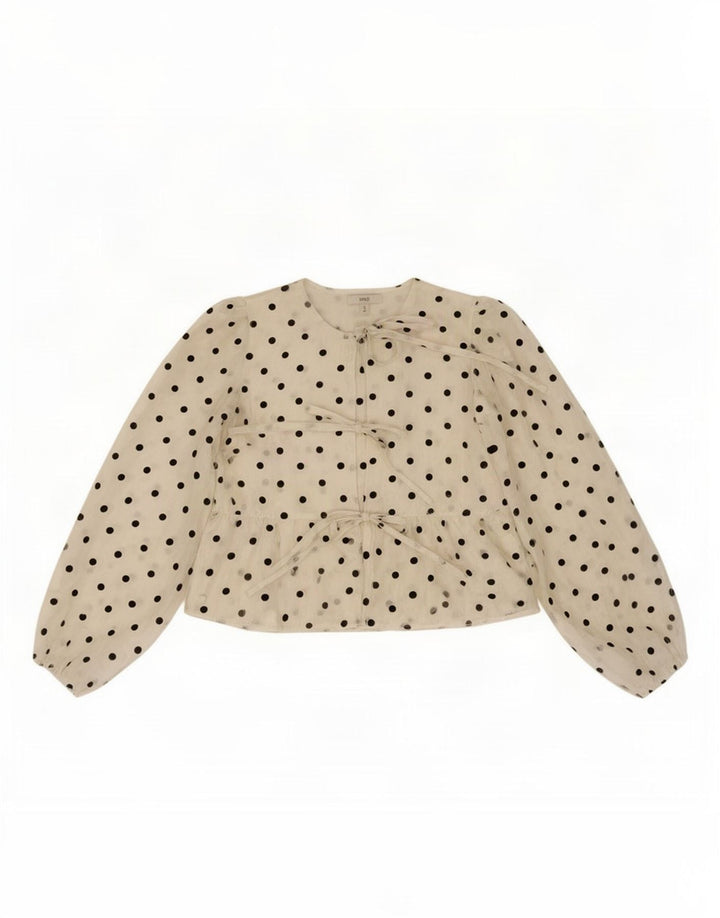 Marks & Spencer Blusa para mujer UK 10 Small White Polka Dot Poliamida