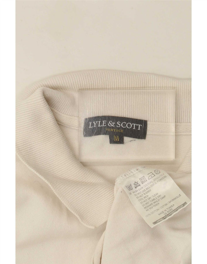 Lyle & Scott Polo regular de manga larga para hombre de algodón blanco roto medio