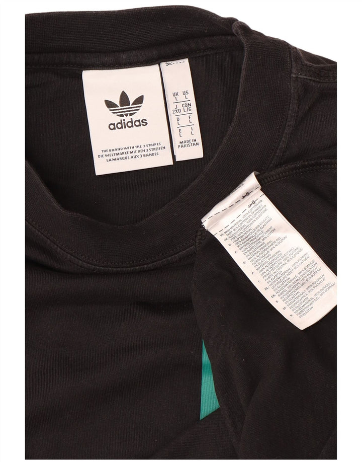 ADIDAS Hombre Graphic Top Manga Larga Grande Negro Colorblock Algodón