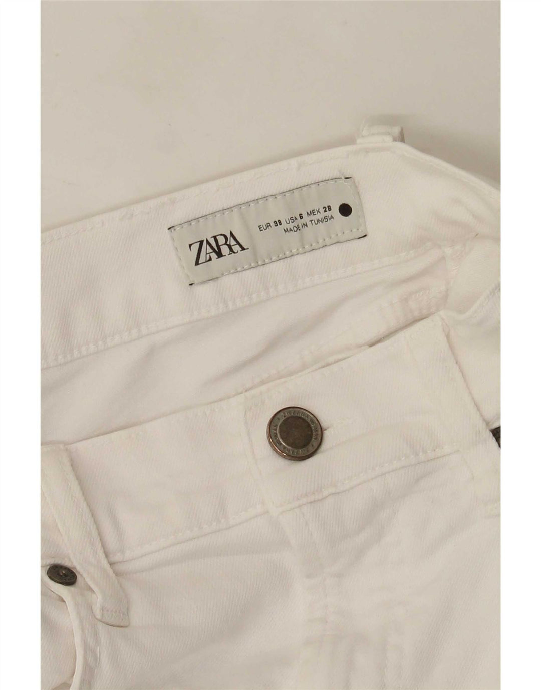 Zara Jeans Cortos Para Mujer EU 38 Small W28 L26 Blanco