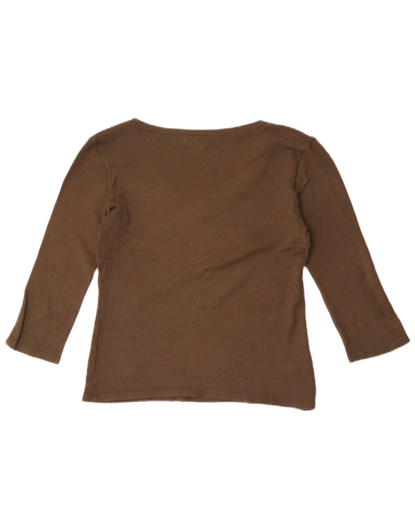 Zara Womens Crop Top 3/4 Sleeve UK 14 Large Khaki Viscose