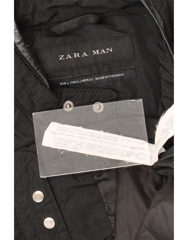 Zara Chaqueta acolchada para hombre UK 40 Large Poliéster negro