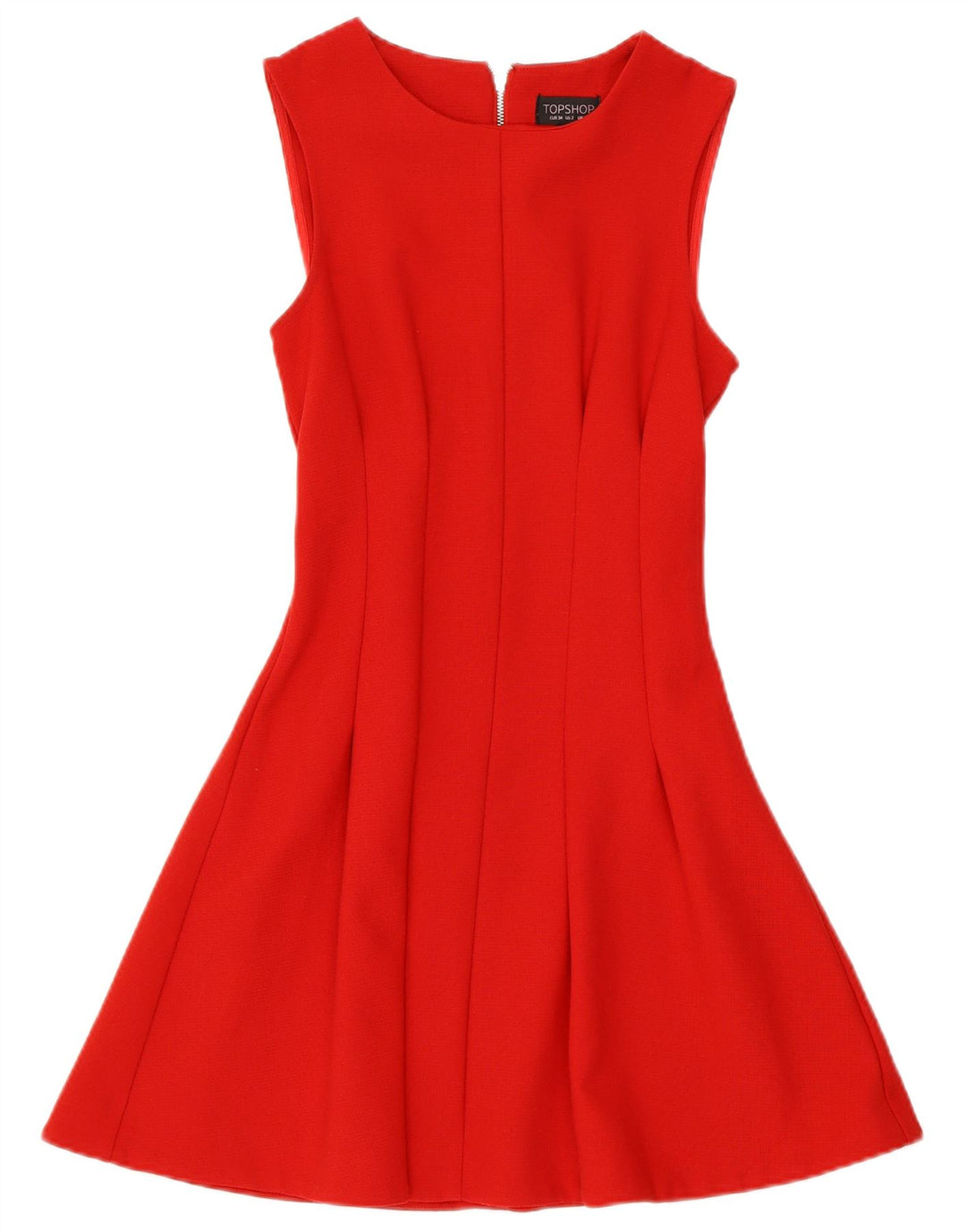 TOPSHOP Vestido acampanado sin mangas para mujer UK 6 XS Poliéster rojo
