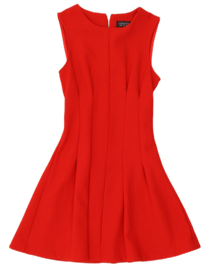 TOPSHOP Vestido acampanado sin mangas para mujer UK 6 XS Poliéster rojo