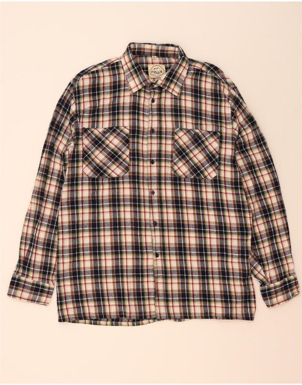 Camisa Follie Hombre Talla 43/44 XL Algodón Cuadros Multicolor