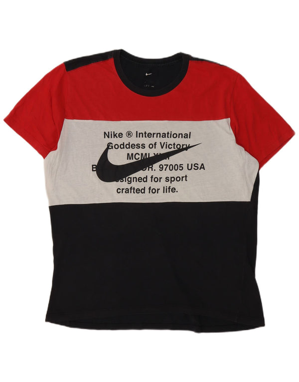 Nike Camiseta Swoosh Graphic para Hombre Top XL Negro Colorblock Algodón