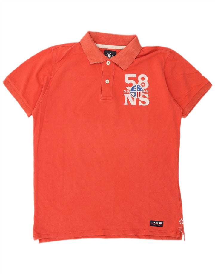 North Sails Polo gráfico para hombre de algodón naranja grande