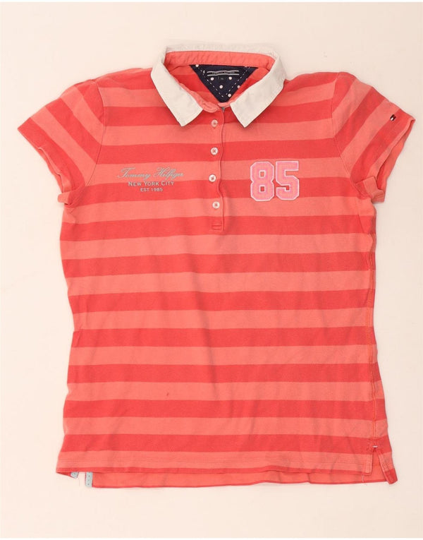 Tommy Hilfiger Polo gráfico para mujer UK 18 XL Algodón a rayas rojas