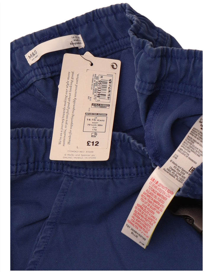 MARKS & SPENCER Shorts cargo para niños 14-15 años W28 Algodón azul