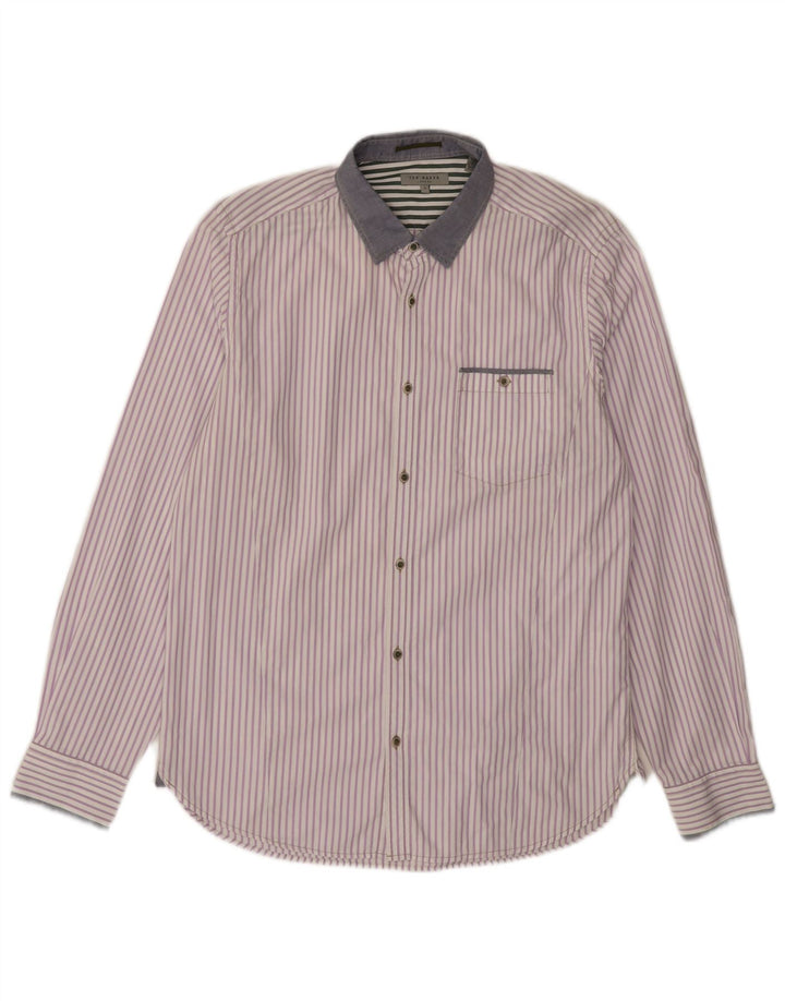 Ted Baker Camisa para hombre Talla 4 Grande Algodón a rayas moradas