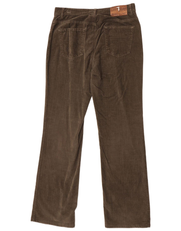 Trussardi Mens Straight Velvet Casual Trousers W30 L32 Khaki Cotton