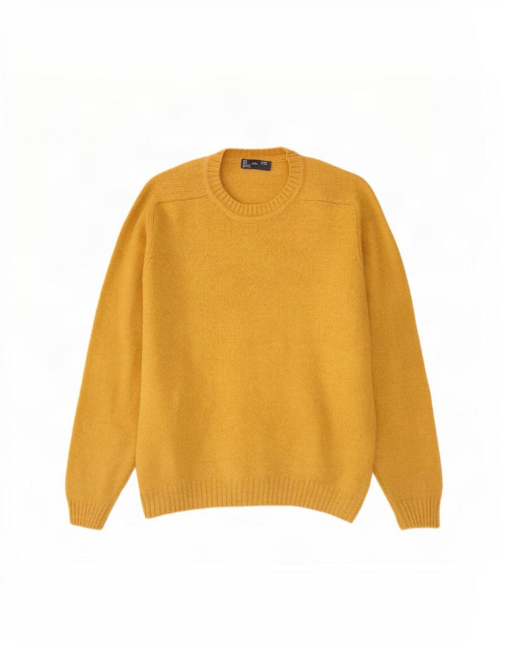 Zara Hombre Jersey Cuello Redondo Jersey XL Lana Amarilla