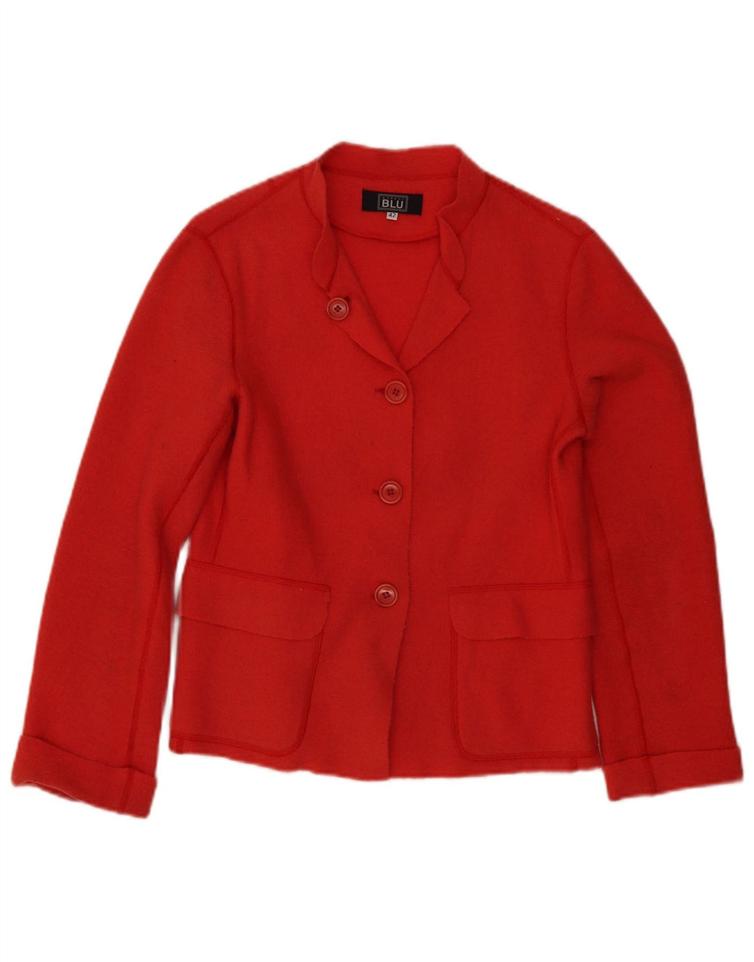 Alberto Aspesi Chaqueta Blazer de 3 Botones para Mujer IT 42 Lana Roja Mediana
