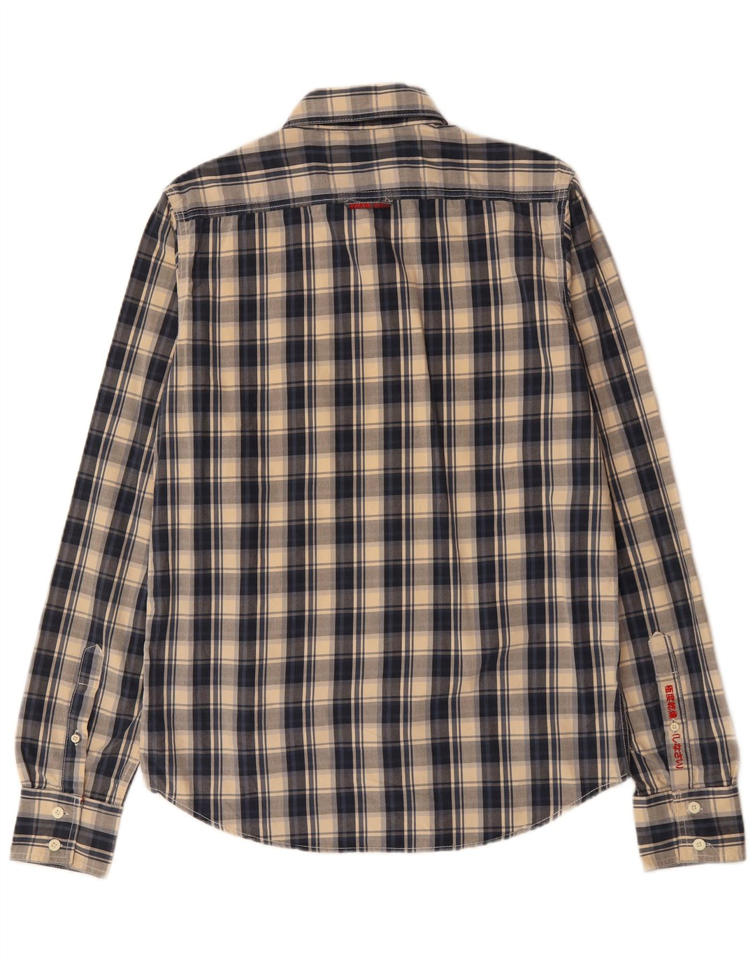 SUPERDRY Camisa Hombre Grande Azul Marino Cuadros Algodón