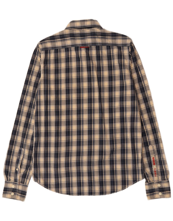 SUPERDRY Camisa Hombre Grande Azul Marino Cuadros Algodón