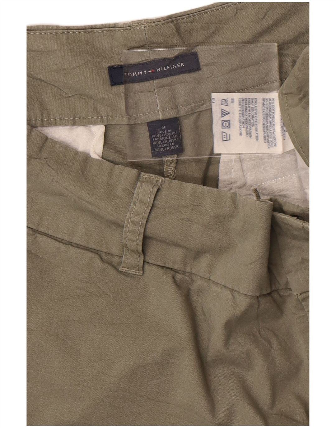 Tommy Hilfiger Pantalones cortos chinos para mujer US 8 Medium W32 Algodón caqui