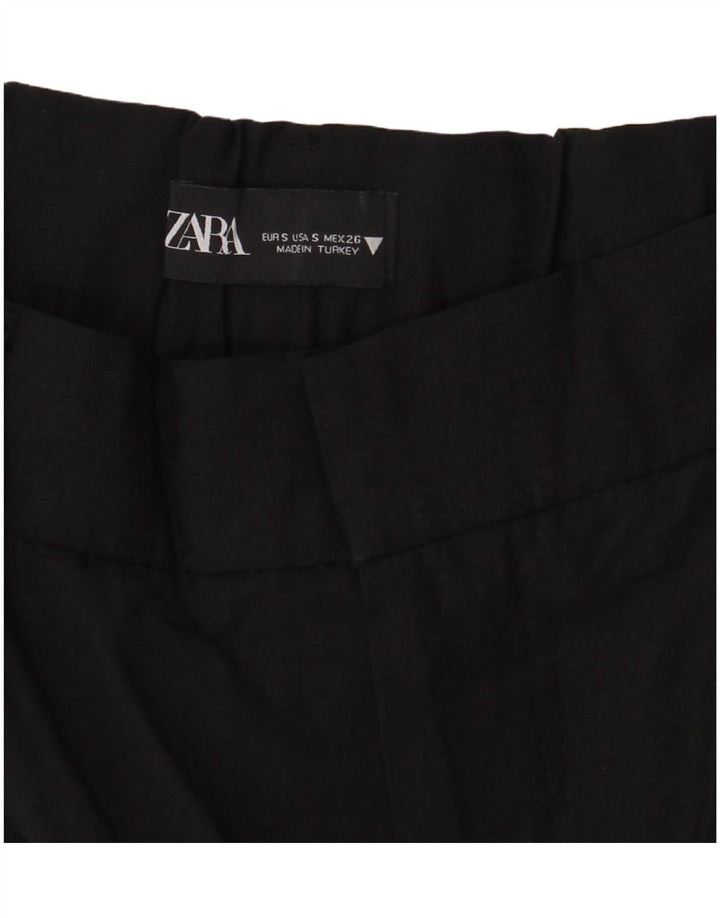 ZARA Mujer Pantalones Cortos Chinos Pegged Pequeños W26 Negro