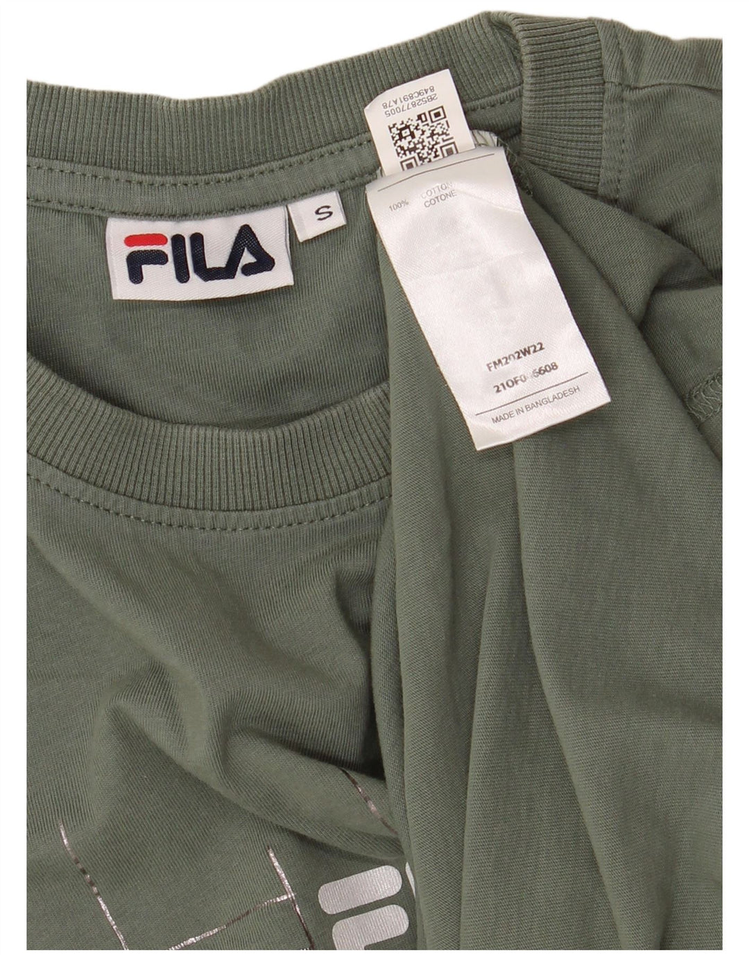 FILA Camiseta gráfica para hombre Top Small Khaki Cotton