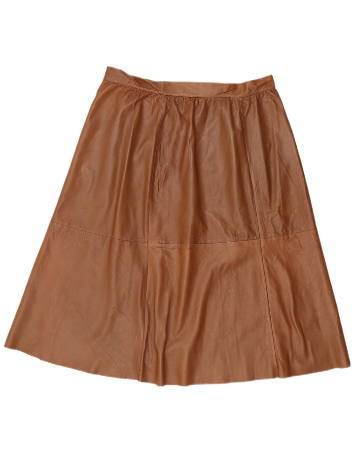 Vintage mujer cuero abrigo falda W34 marrón grande