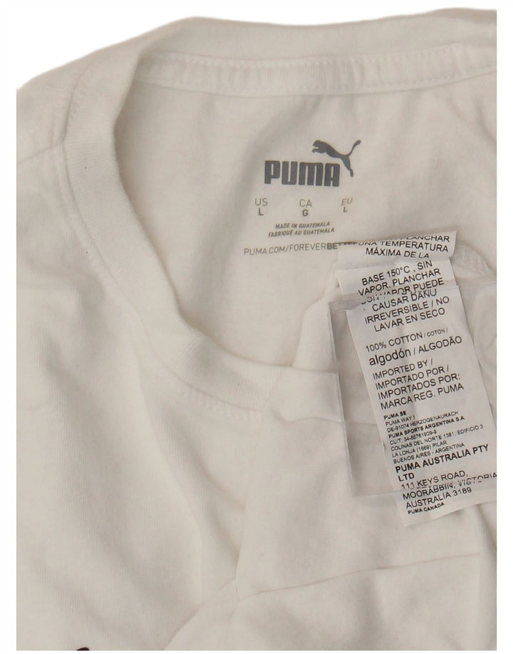 Puma - Camiseta gráfica para mujer, talla 40, talla grande, algodón blanco