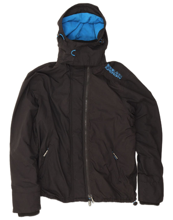 Superdry Chaqueta cortavientos con capucha The Windcheater para hombre, talla 40, color negro