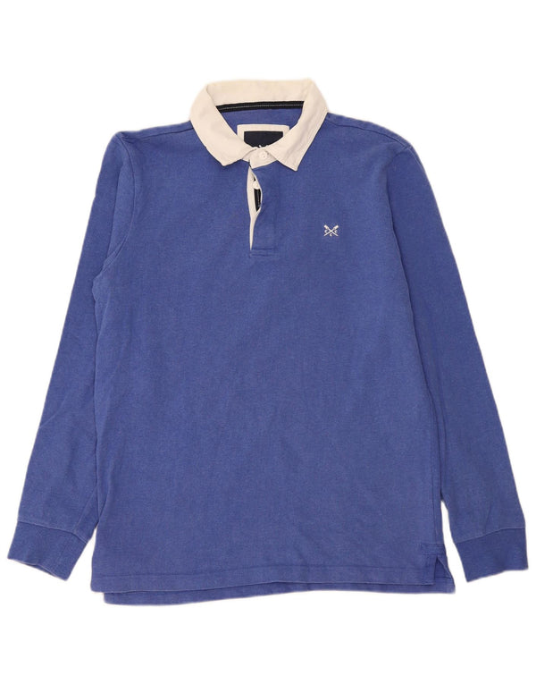 Crew Clothing Polo de manga larga para hombre de algodón color block en azul medio