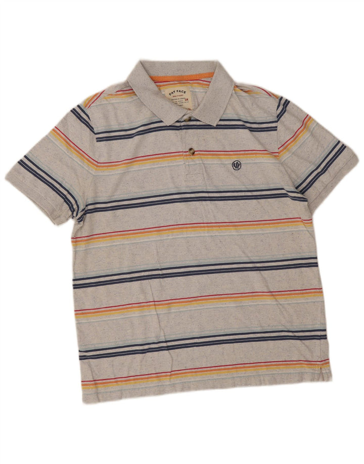 Polo de hombre Fat Face de algodón a rayas grises grandes