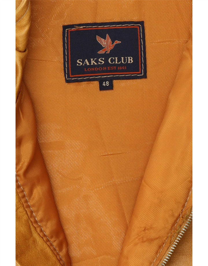 Saks Club Chaleco de cuero acolchado para hombre IT 48 Medium Beige