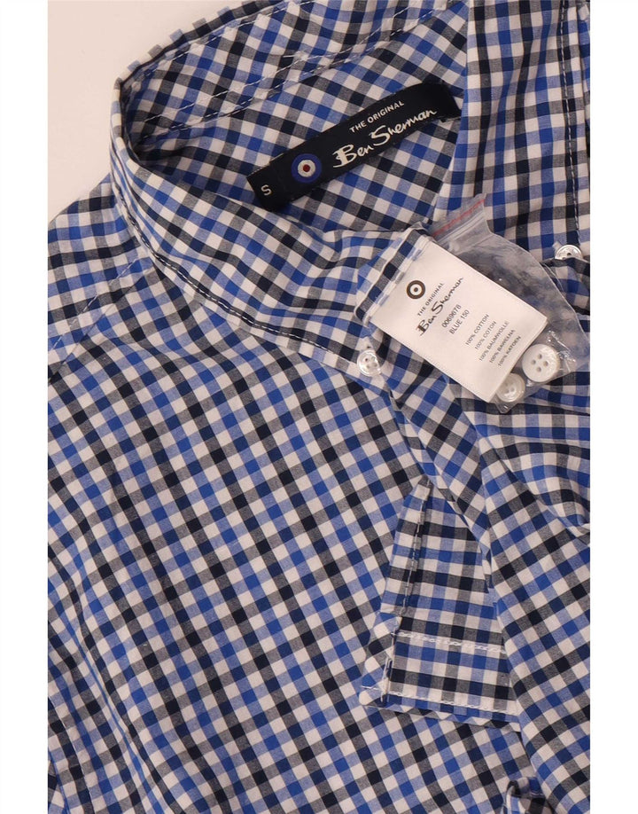 Camisa Ben Sherman para hombre pequeña de algodón a cuadros azul marino