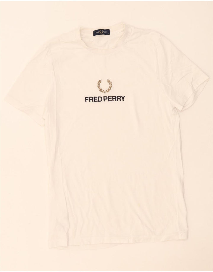 Fred Perry Camiseta Gráfica Para Hombre Top Pequeño De Algodón Blanco