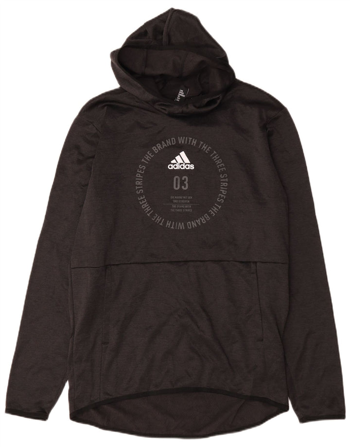 Adidas Climawarm Graphic Sudadera con capucha para hombre, tamaño mediano, poliéster negro