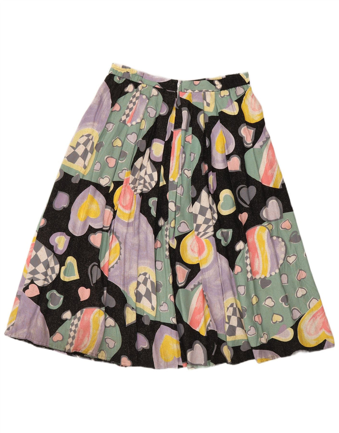 Falda plisada vintage para mujer EU 40 Mediana W30 Corazón multicolor