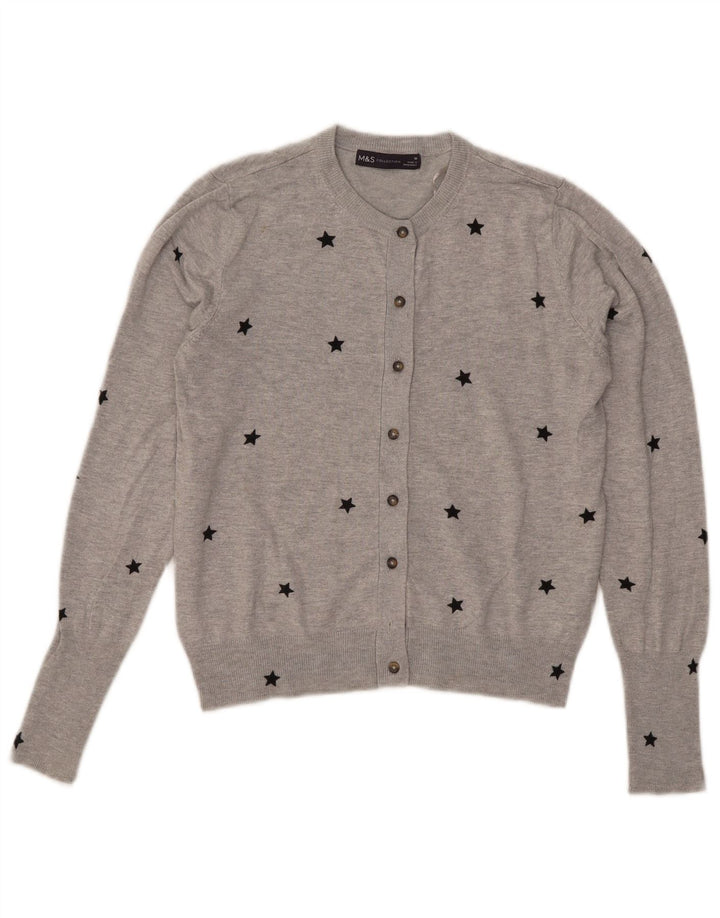Marks & Spencer Suéter tipo cárdigan corto para mujer UK 10 Small Grey