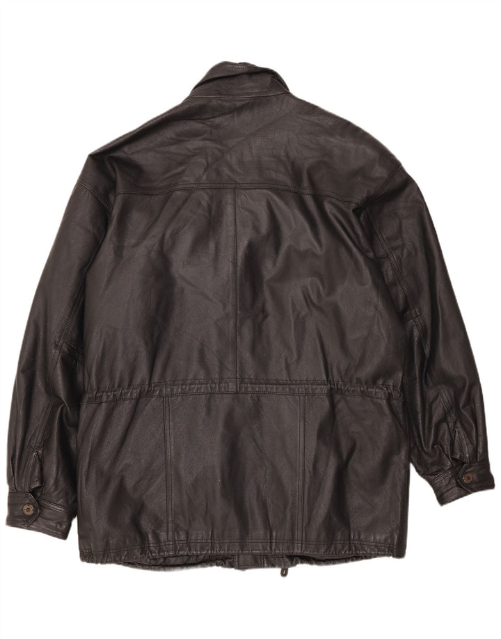 Chaqueta de cuero vintage para hombre Reino Unido 42 XL Negro