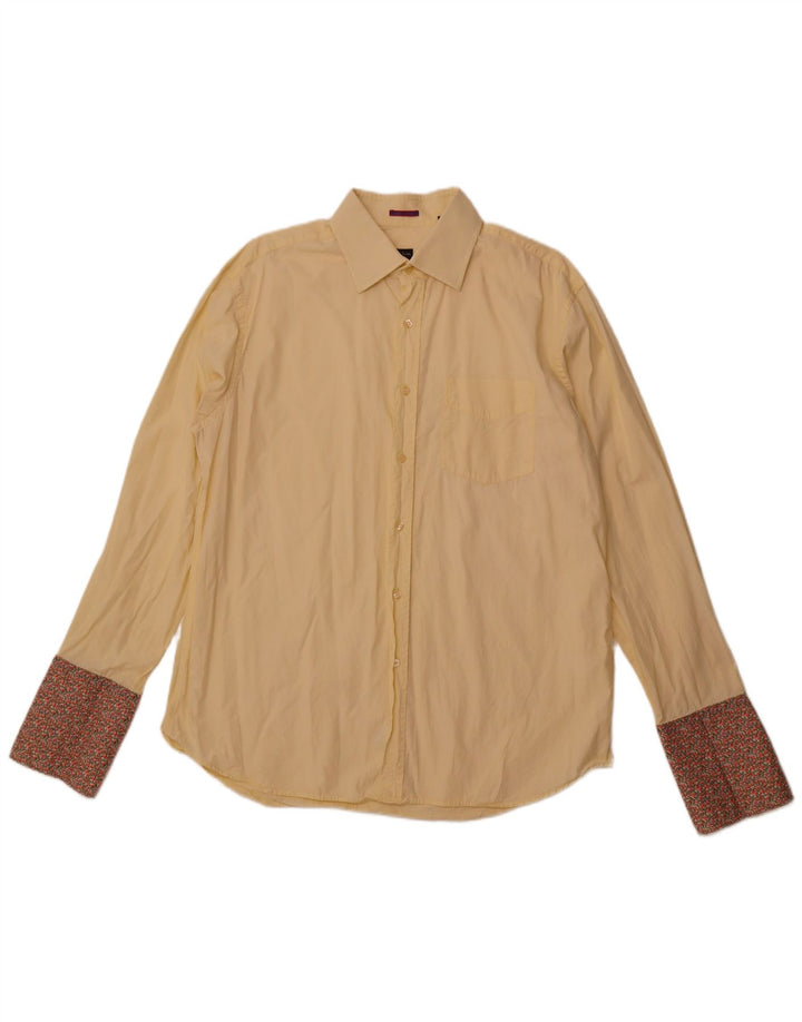 PAUL SMITH Camisa para hombre Talla 17 1/2 44 XL Algodón amarillo