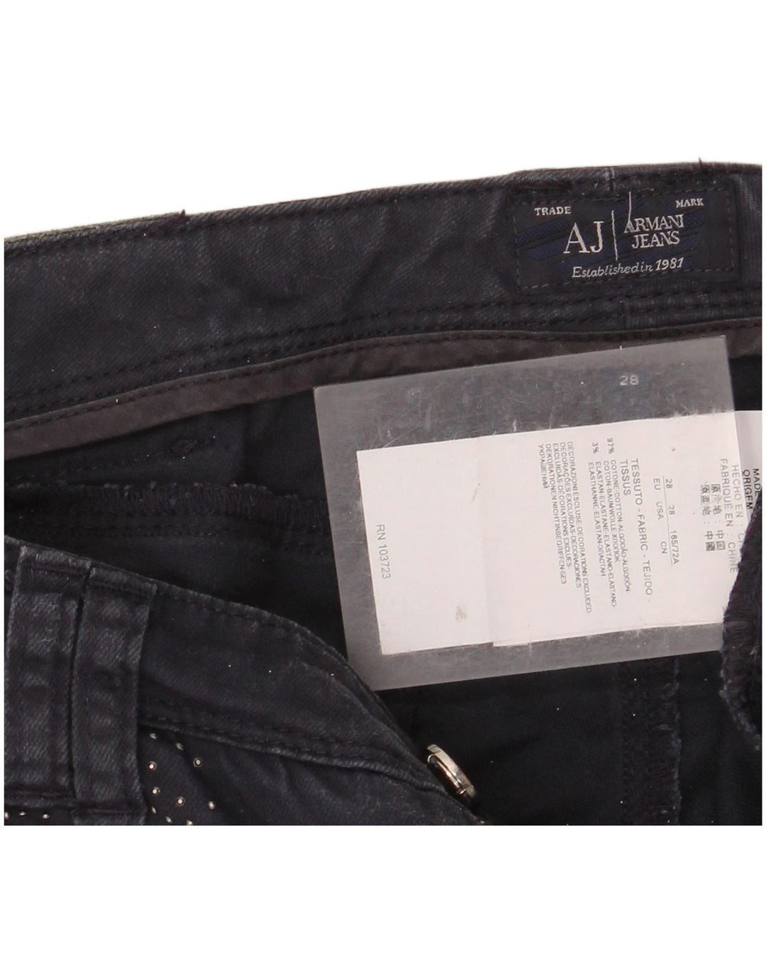 ARMANI Vaqueros Skinny Mujer W28 L30 Algodón Azul Marino