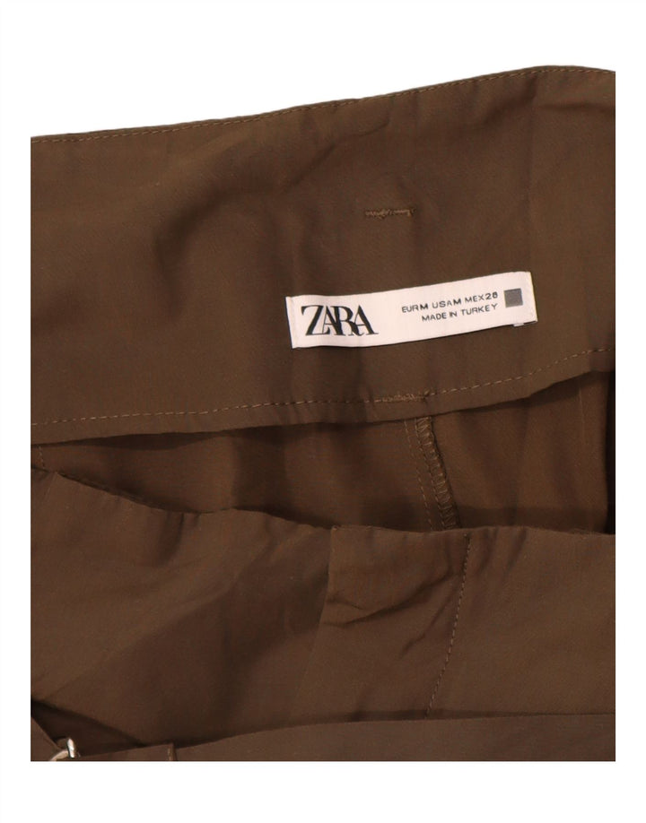 Zara Mujer Pantalón Cargo Pegged Mediano W28 L26 Poliéster Caqui