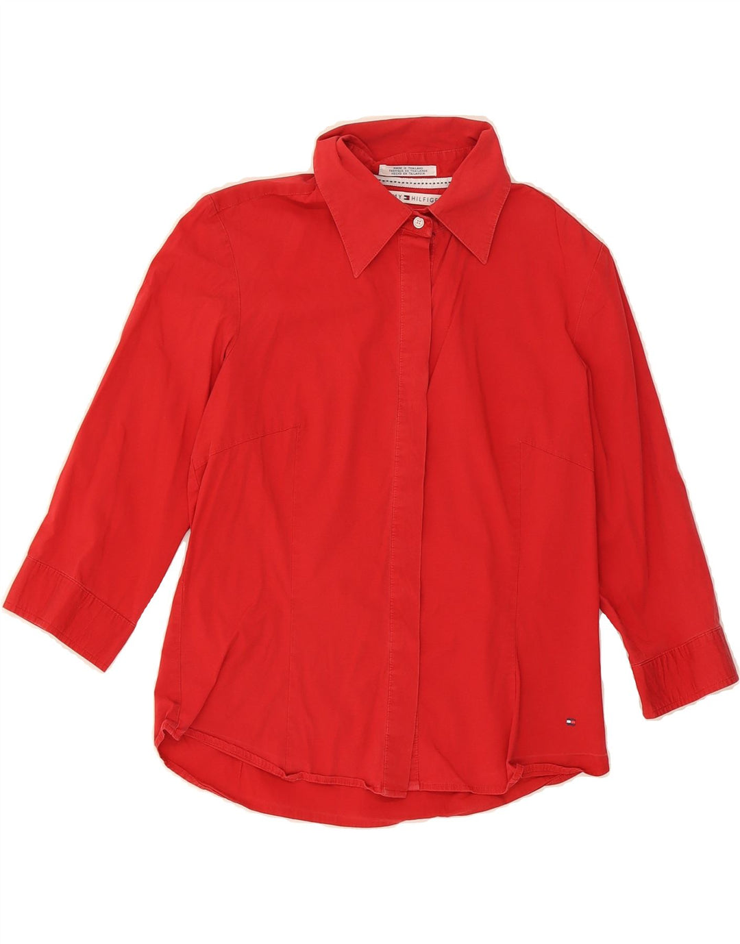 TOMMY HILFIGER Womens 3/4 Sleeve Shirt Blouse US 8 Medium Red Vintage Tommy Hilfiger and Second-Hand Tommy Hilfiger from Messina Hembry 