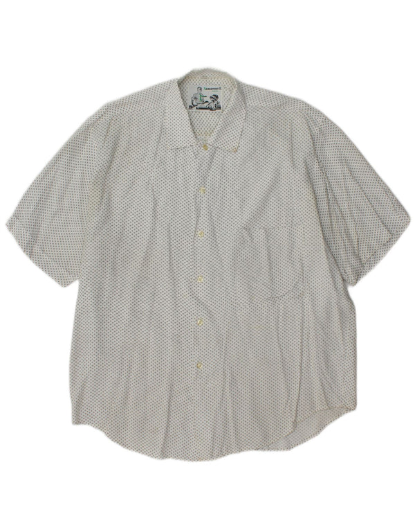 NAZZARENO G. Camisa Manga Corta Hombre Viscosa Mediana Blanca Moteada