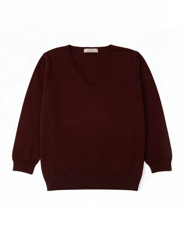 Marks & Spencer Womens 3/4 Sleeve V-Neck Jumper Sweater UK 14 Medium Brown