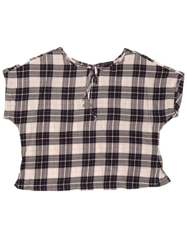 Marks & Spencer Blusa corta para mujer UK 40 XL Algodón a cuadros azul marino