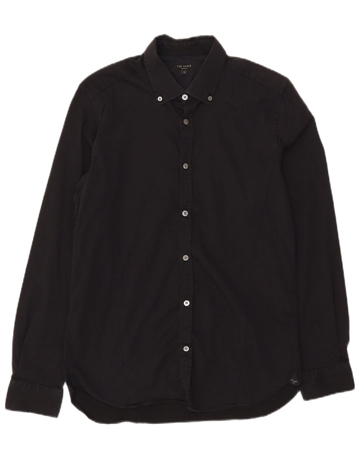 Ted Baker Camisa para hombre Talla 3 Mediana Algodón negro
