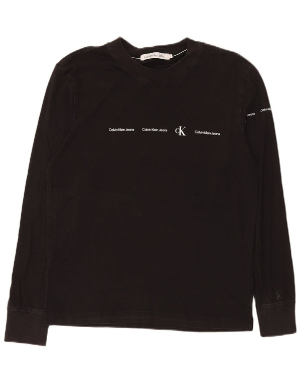 Calvin Klein Jeans Mens Graphic Top Manga Larga Pequeño Algodón Negro