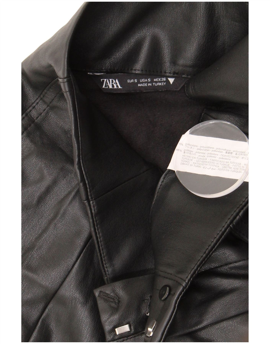 Zara Mujer Minifalda De Piel Sintética Pequeña W26 Poliuretano Negro