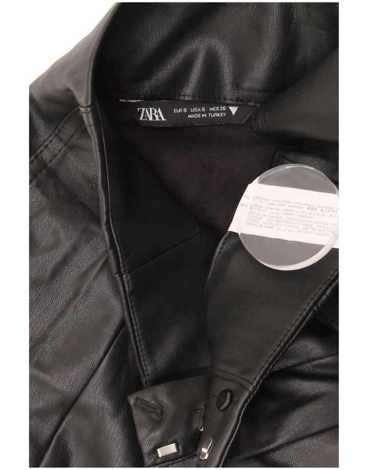 Zara Mujer Minifalda De Piel Sintética Pequeña W26 Poliuretano Negro